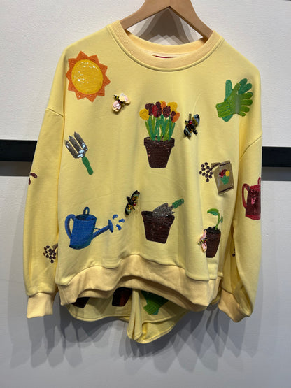 Queen of Sparkles Yellow Potted Plant Sweatshirt