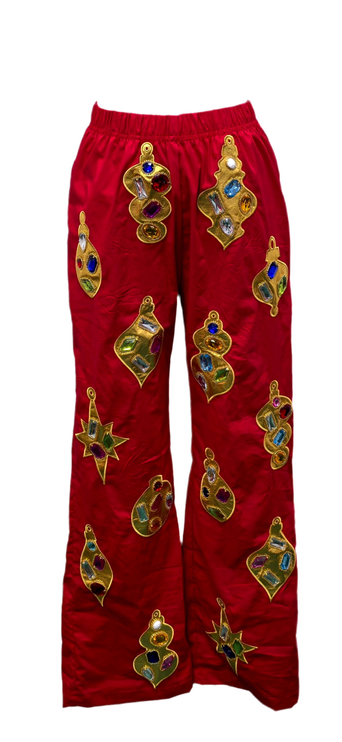 Queen of Sparkles Red & Gold Jeweled Ornament Pant