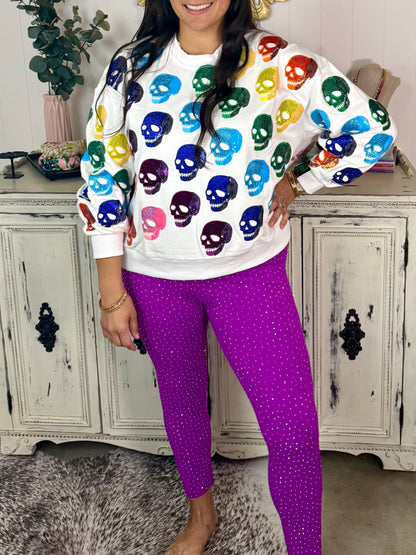 Queen of Sparkles Rainbow Skulls Sweatshirt