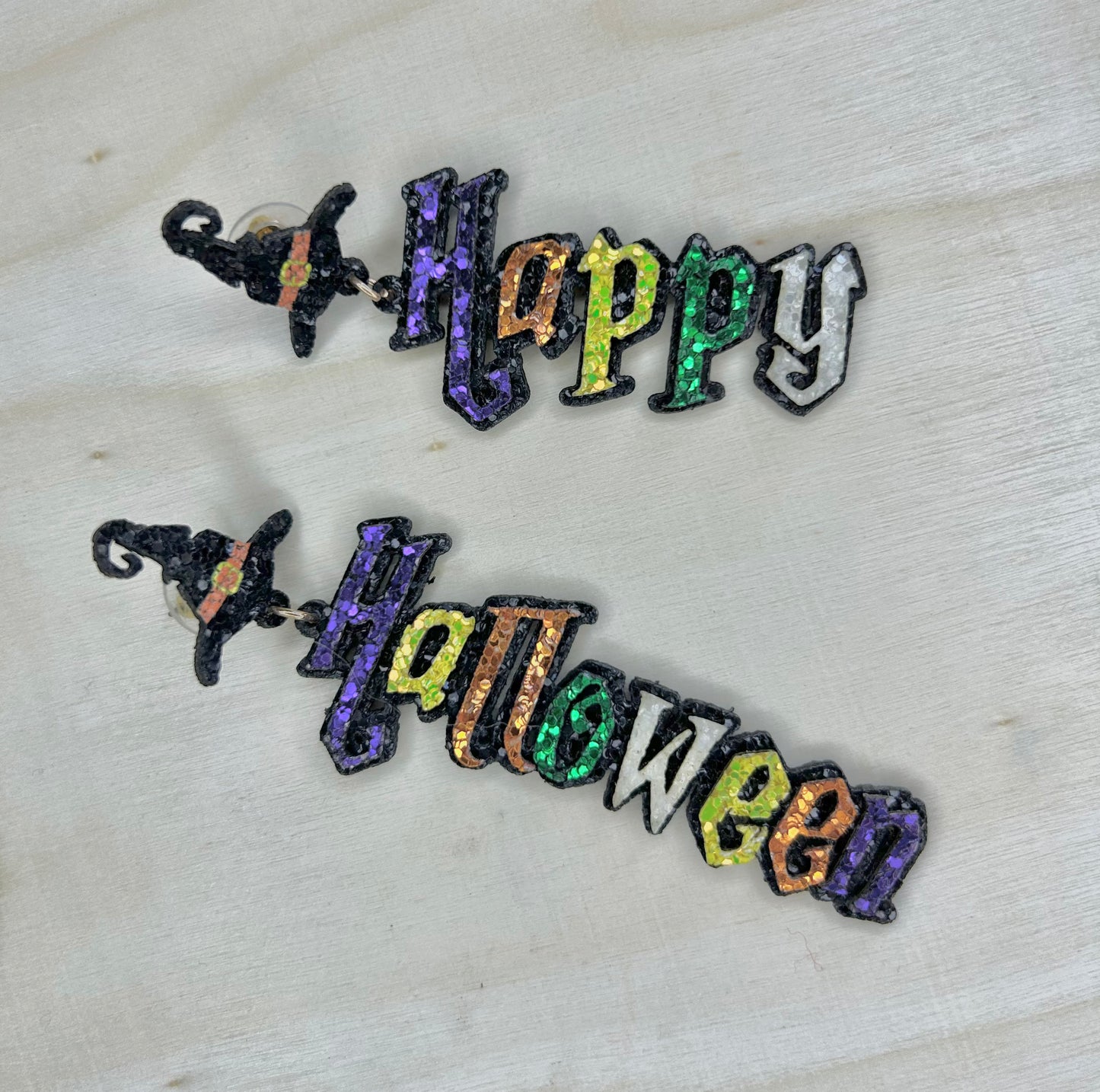 Happy Halloween Glitter Earrings