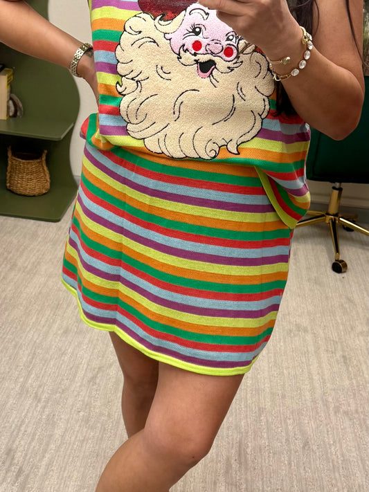 Queen of Sparkles Rainbow Striped Knit Skirt