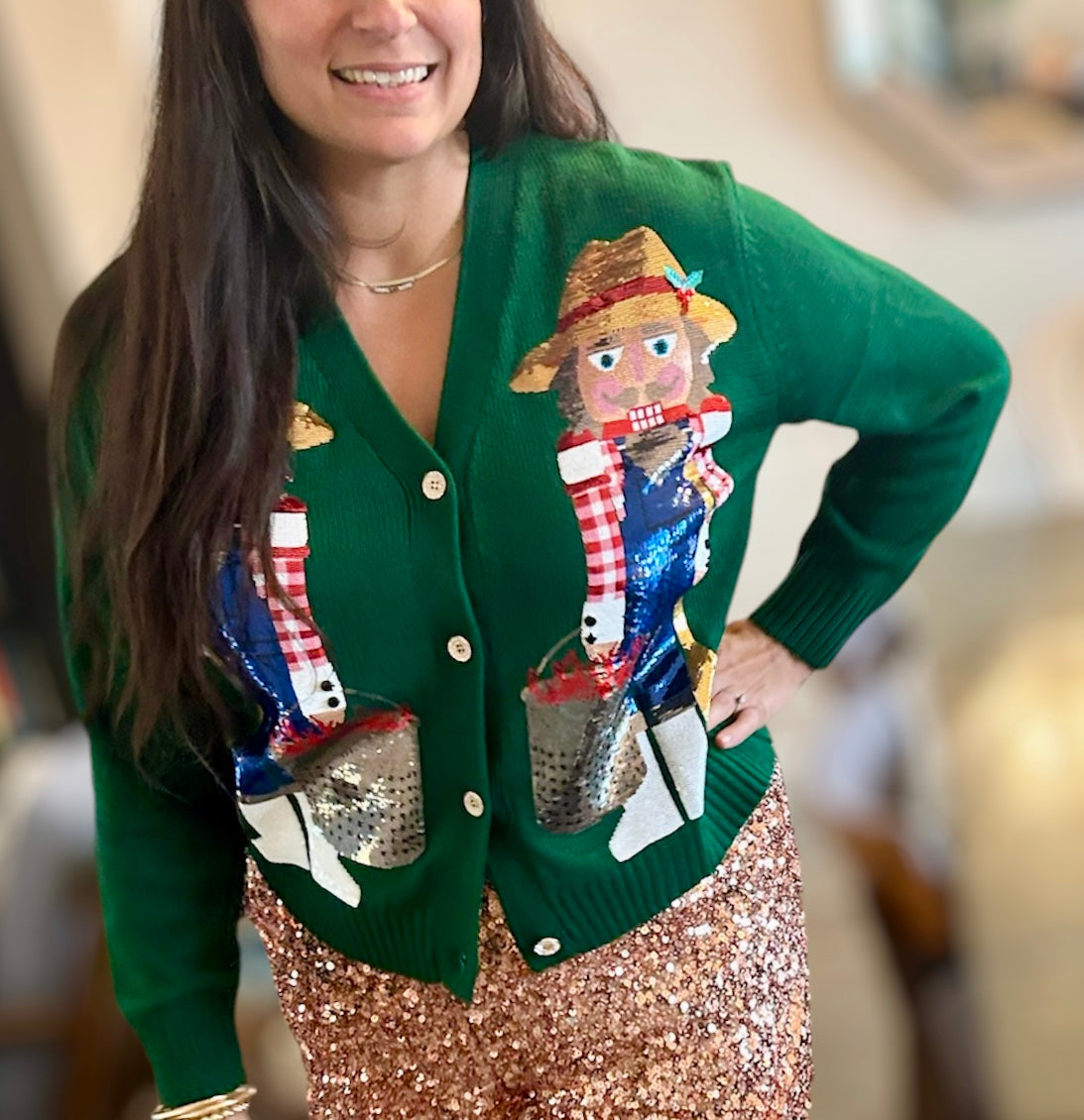 Queen of Sparkles Dark Green Cajun Nutcracker Cardigan