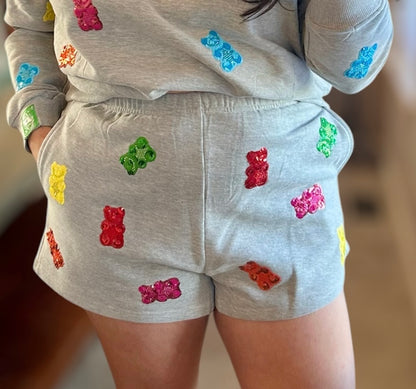 Queen of Sparkles Grey Gummy Bear Shorts