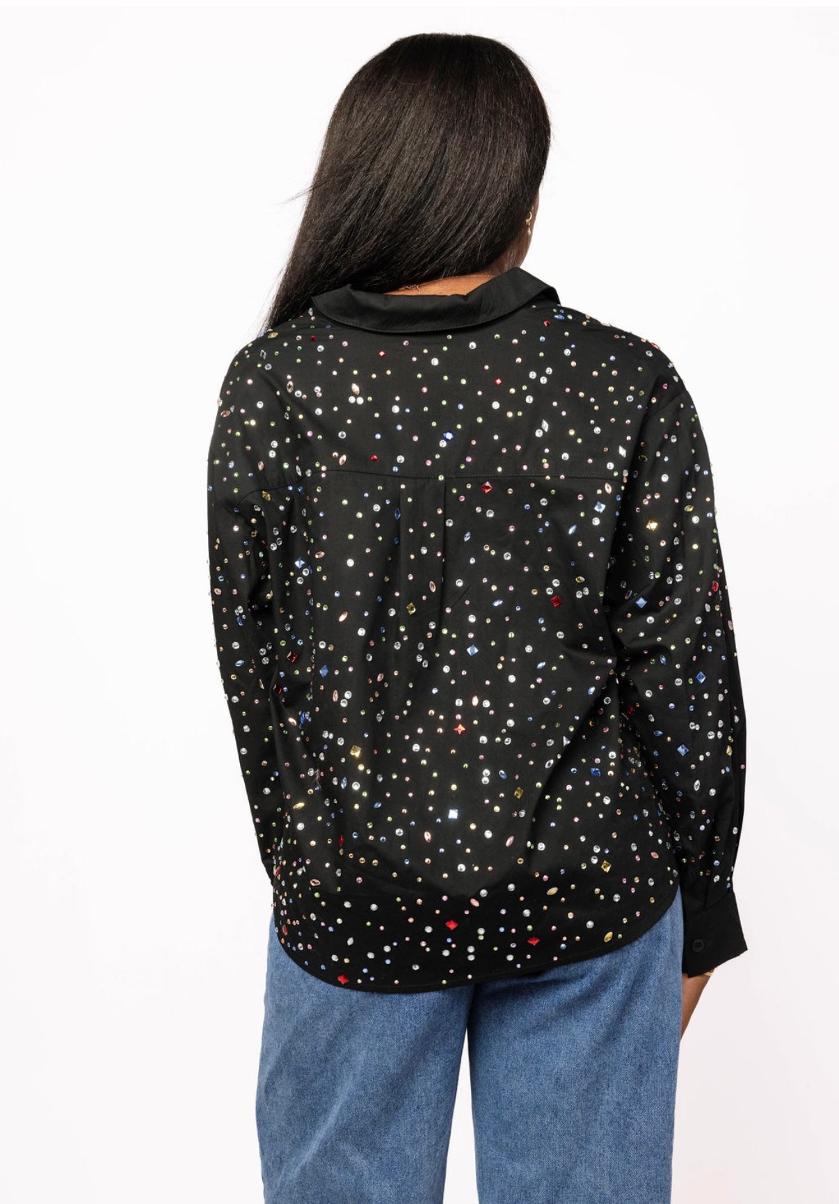 Queen of Sparkles Black Multi Rhinestone Shirt