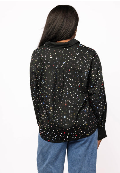 Queen of Sparkles Black Multi Rhinestone Shirt