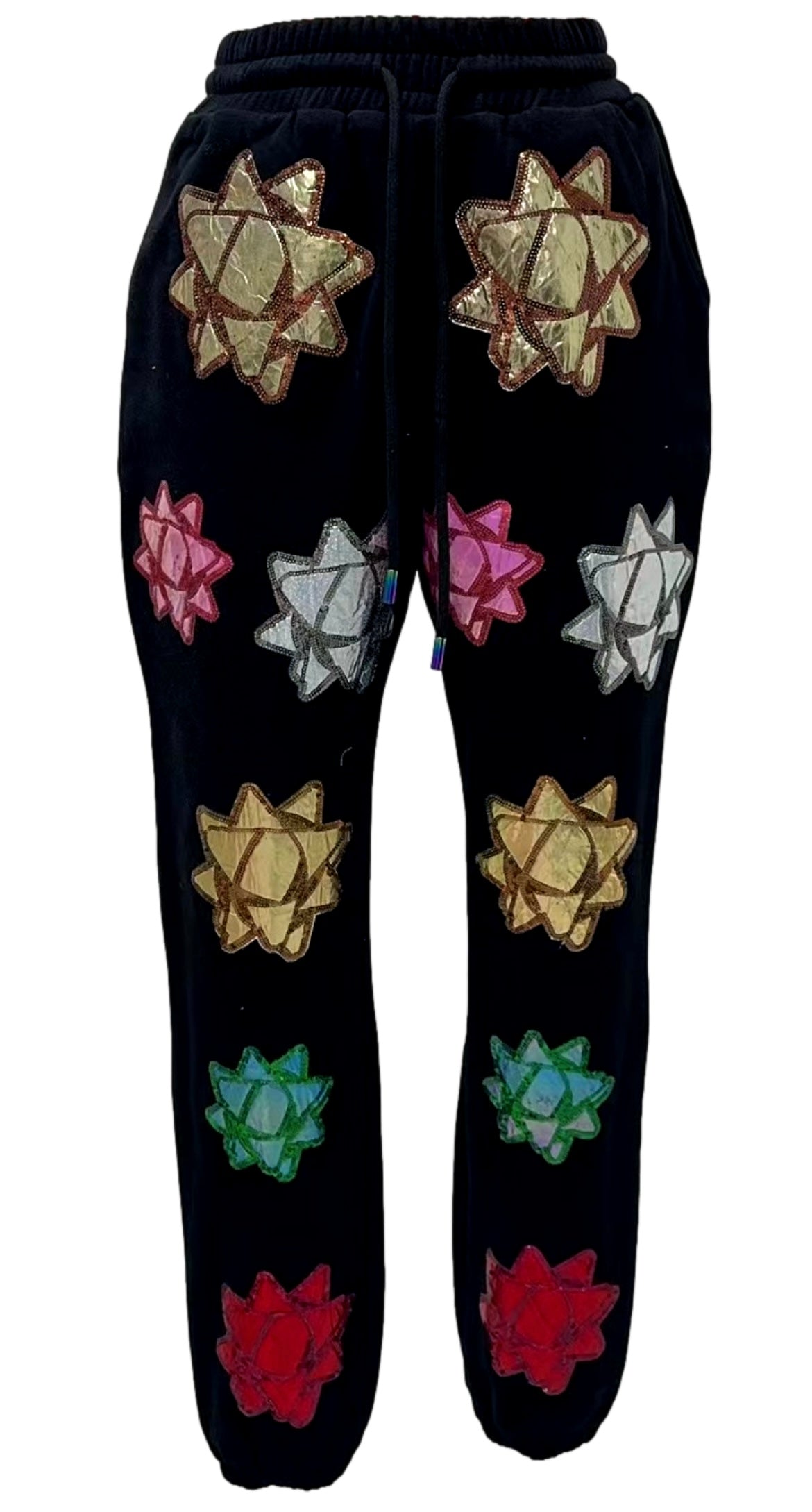 Queen of Sparkles Black Metallic Bow Joggers