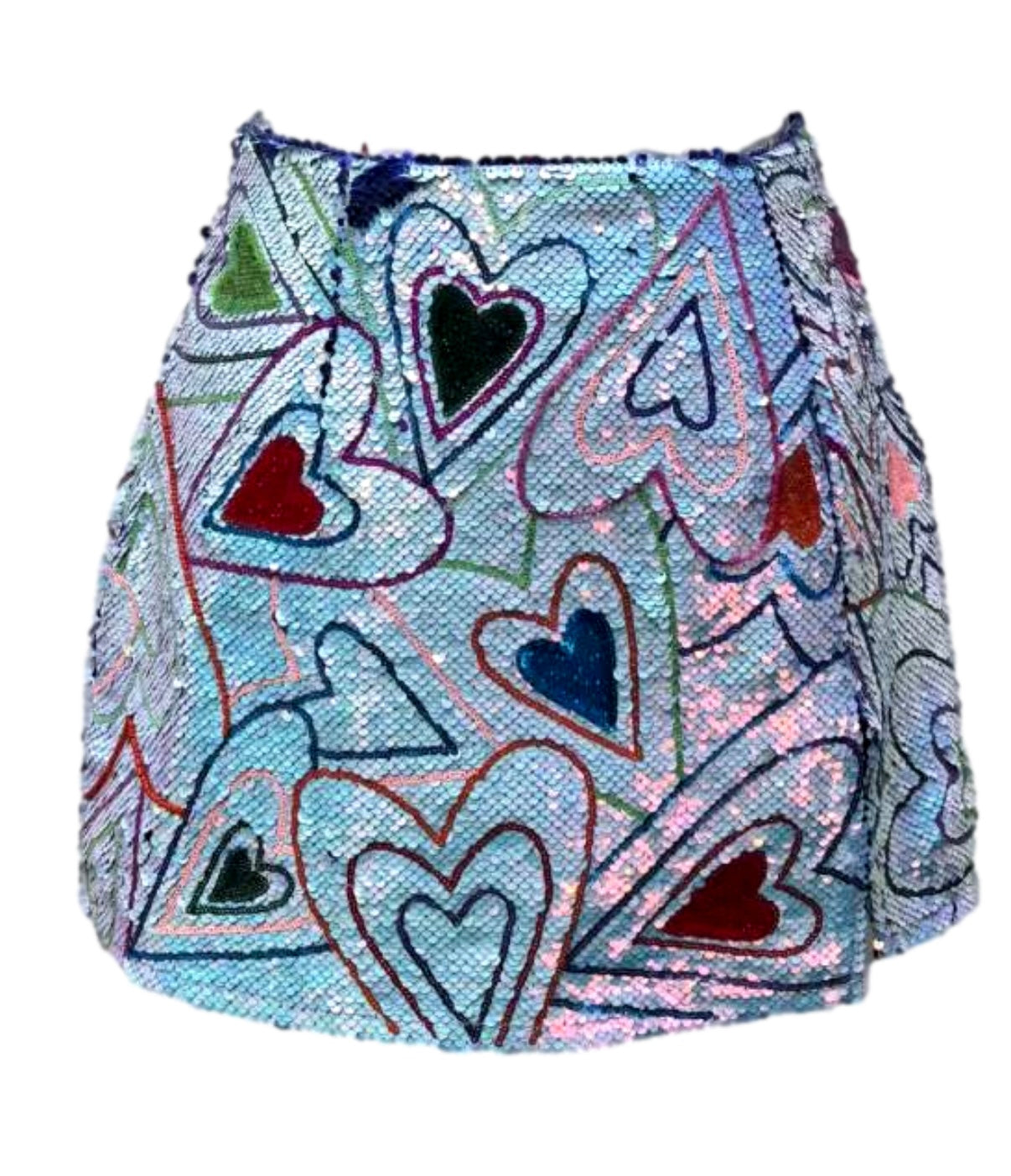 Queen of Sparkles Full Sequin Iridescent Groovy Heart Skirt