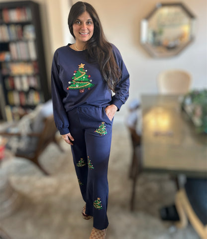 Navy Christmas Tree Sweatshirt