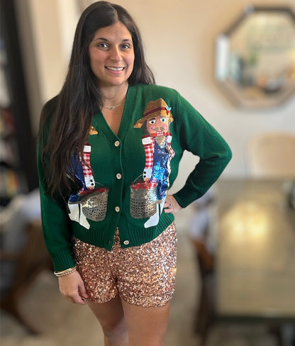 Queen of Sparkles Dark Green Cajun Nutcracker Cardigan