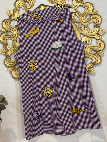 Licensed Queen of Sparkles LSU Mini Icon Gingham Dress