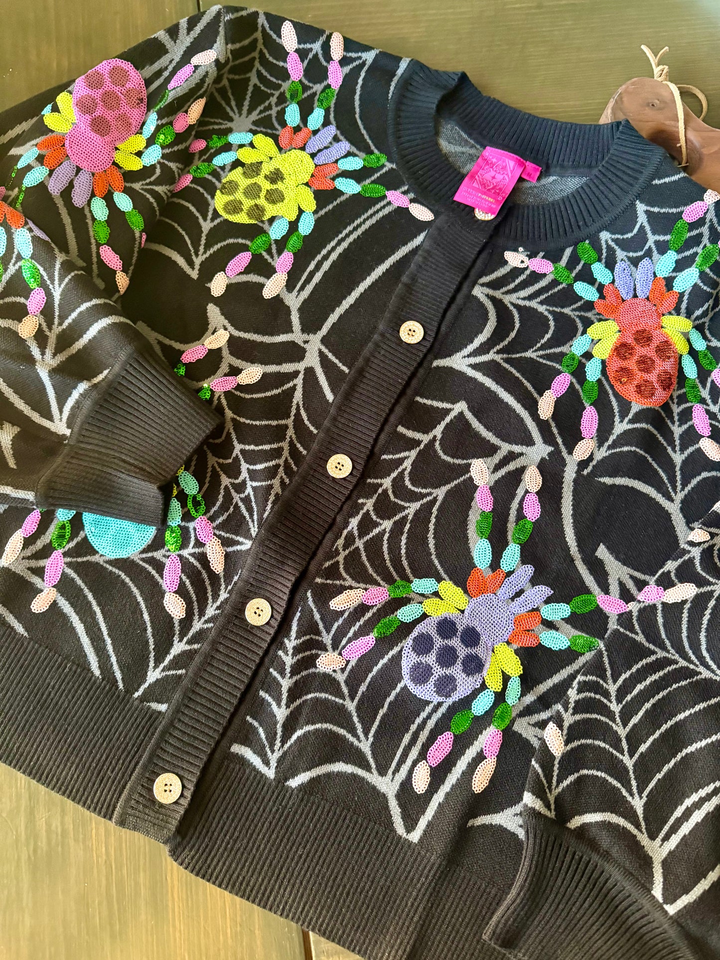 Queen of Sparkles Lavender Black Multi Spider Cardigan