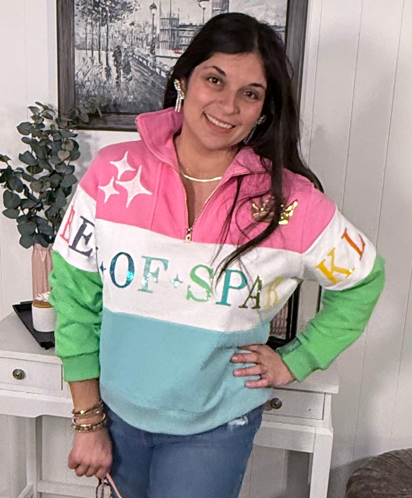 Queen of Sparkles Colorblock Sweatshirt