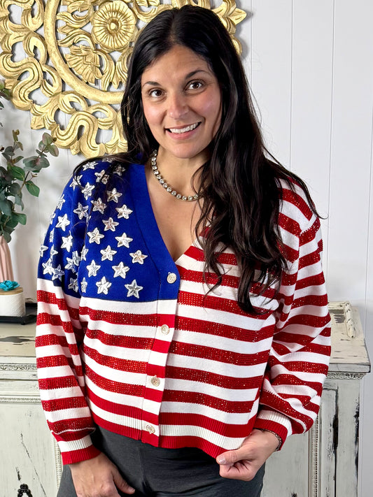 Queen of Sparkles American Flag Button Up Cardigan