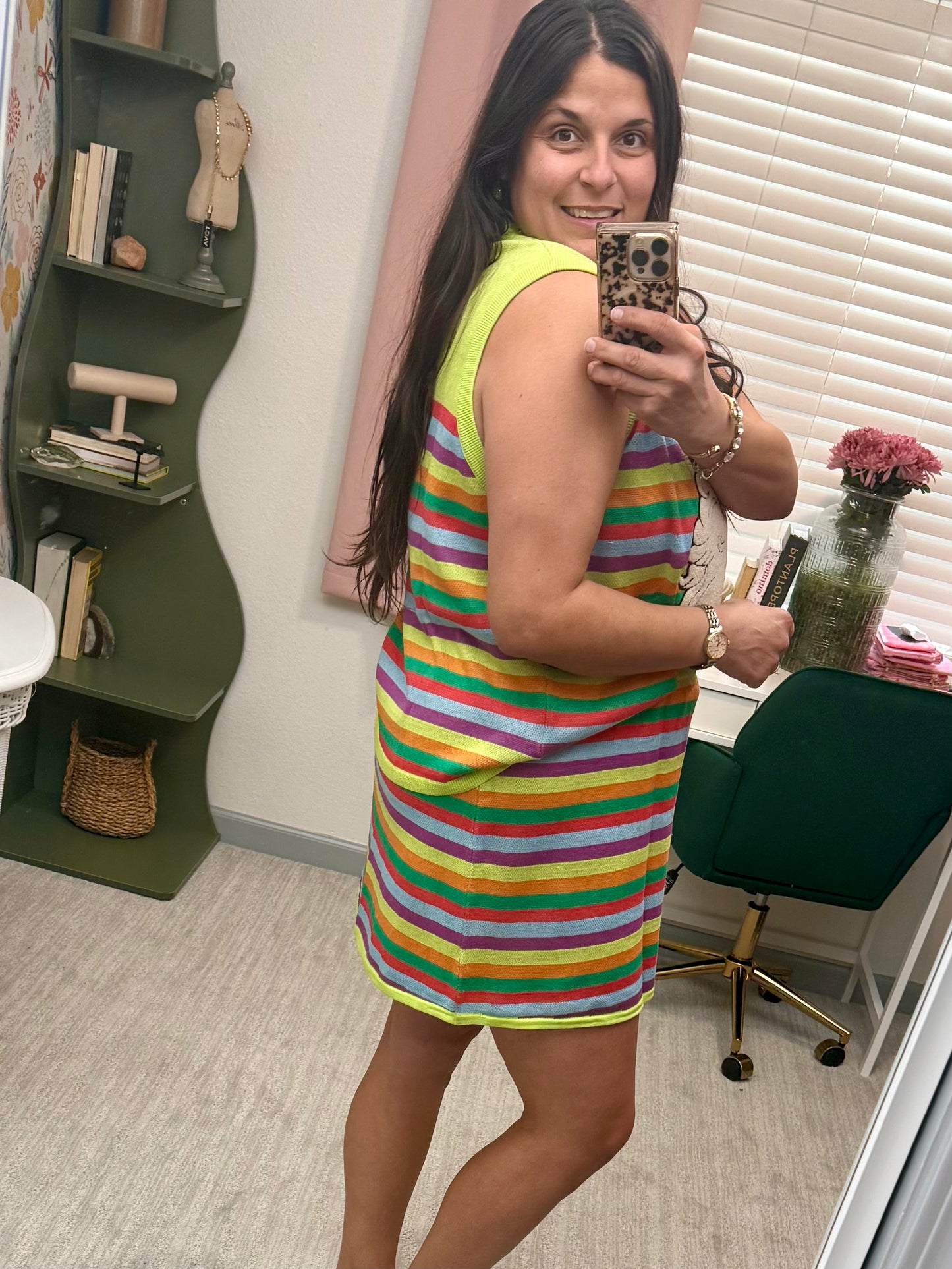 Queen of Sparkles Rainbow Striped Knit Skirt