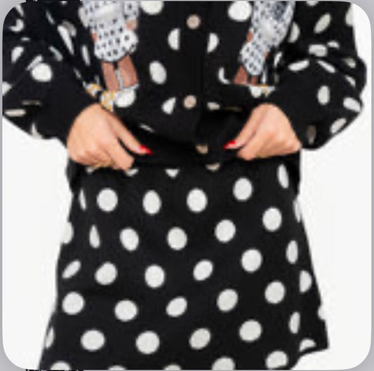 Queen of Sparkles Black & White Polka Dot Knit Skirt