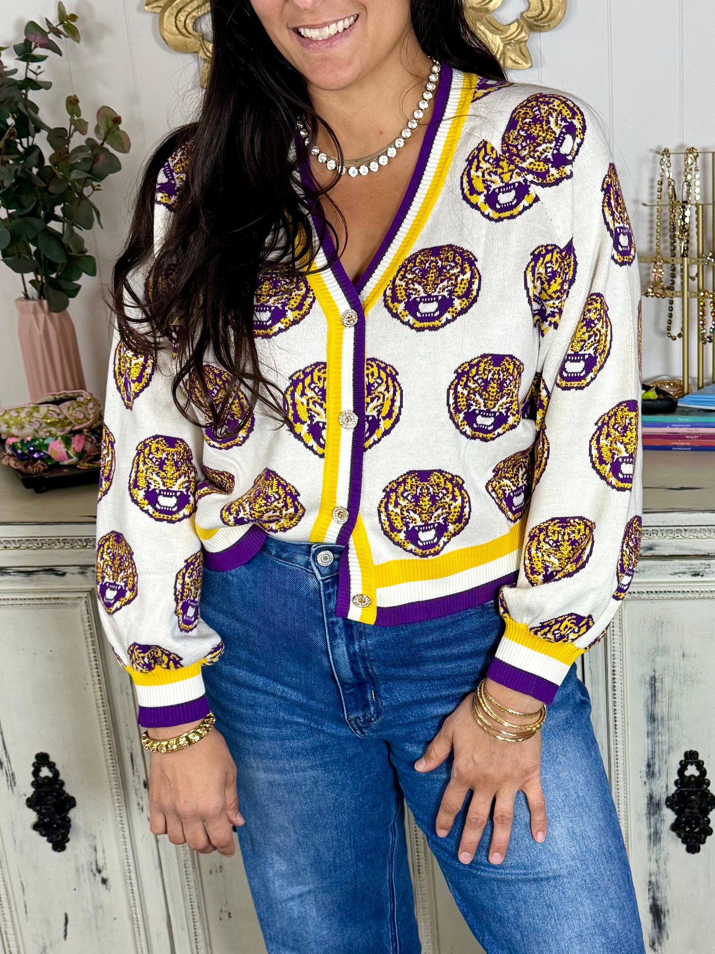 Queen of Sparkles Licensed LSU Knit Cardigan