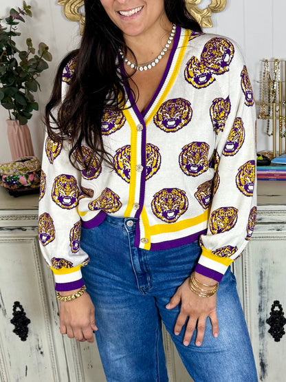 Queen of Sparkles Licensed LSU Knit Cardigan