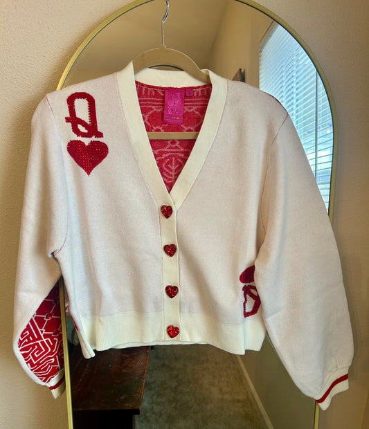 Queen of Sparkles White Queen of Hearts Cardigan