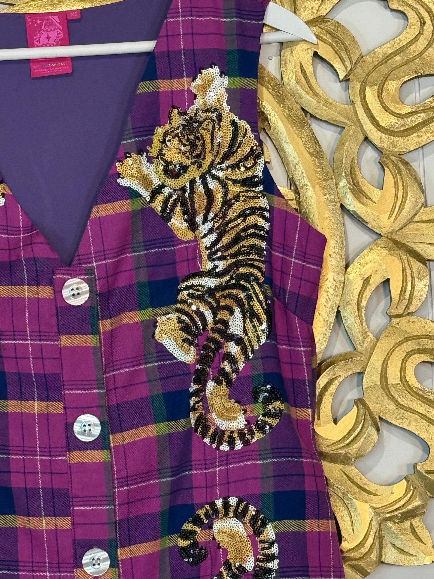 Queen of Sparkles Purple Plaid LSU Dress