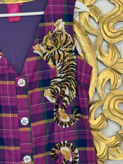 Queen of Sparkles Purple Plaid LSU Dress