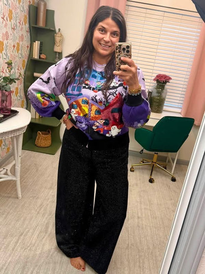 Queen of Sparkles Lavender Multi Trick Or Treating Scene Cardigan