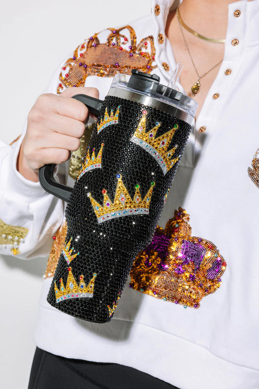 Queen of Sparkles Black Crown Rhinestone Tumbler