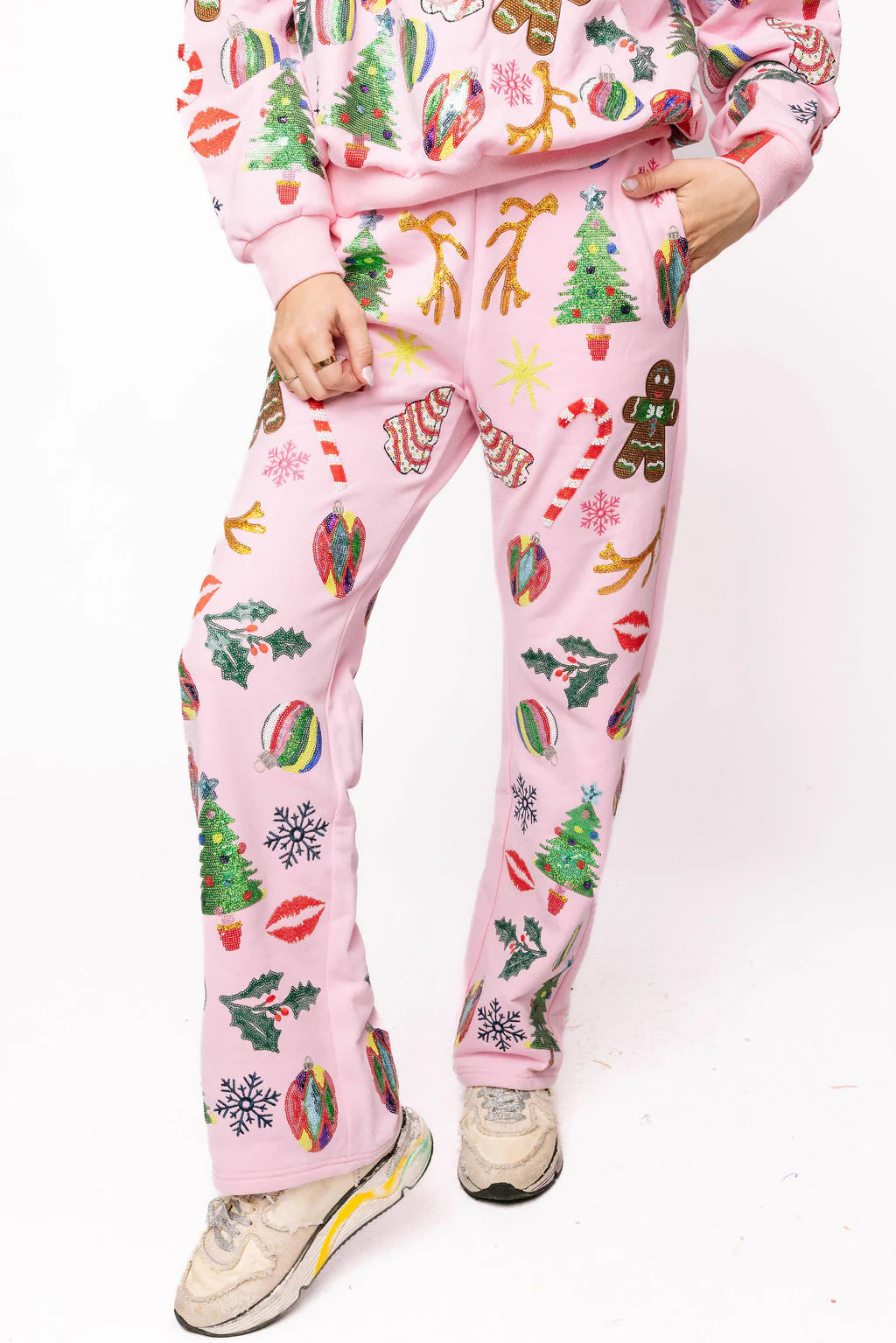Queen of Sparkles Pink Christmas Icons Pants