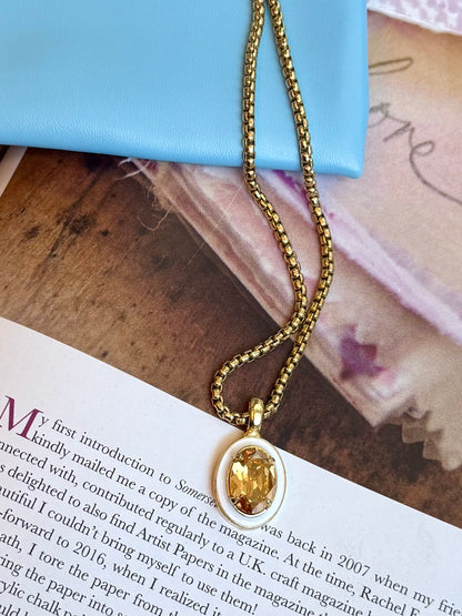 Dakota Pendant Necklace White Tova