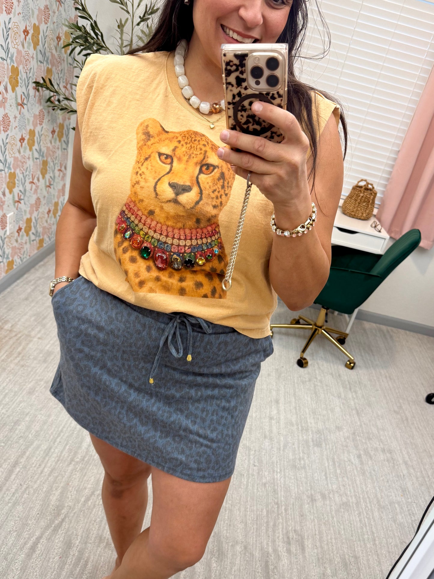 Jeweled Cheetah Graphic Tank