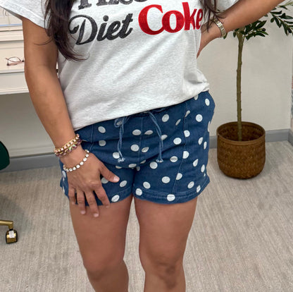 Polka Dot Denim Shorts