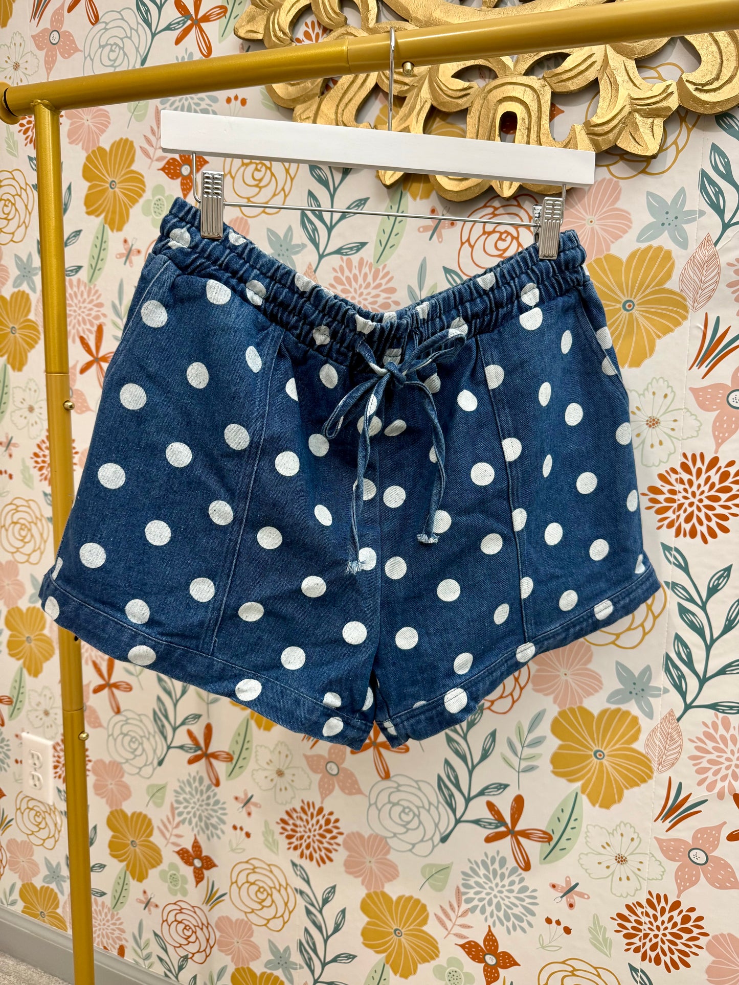 Polka Dot Denim Shorts