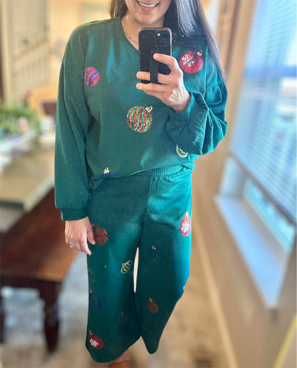 Green Ornament Pants