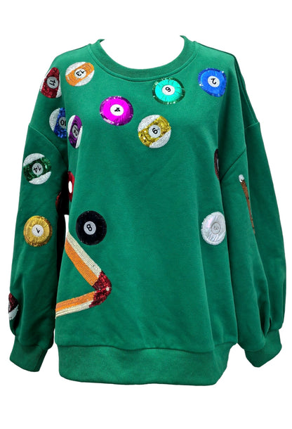 Queen of Sparkles Green Pool Table Sweatshirt