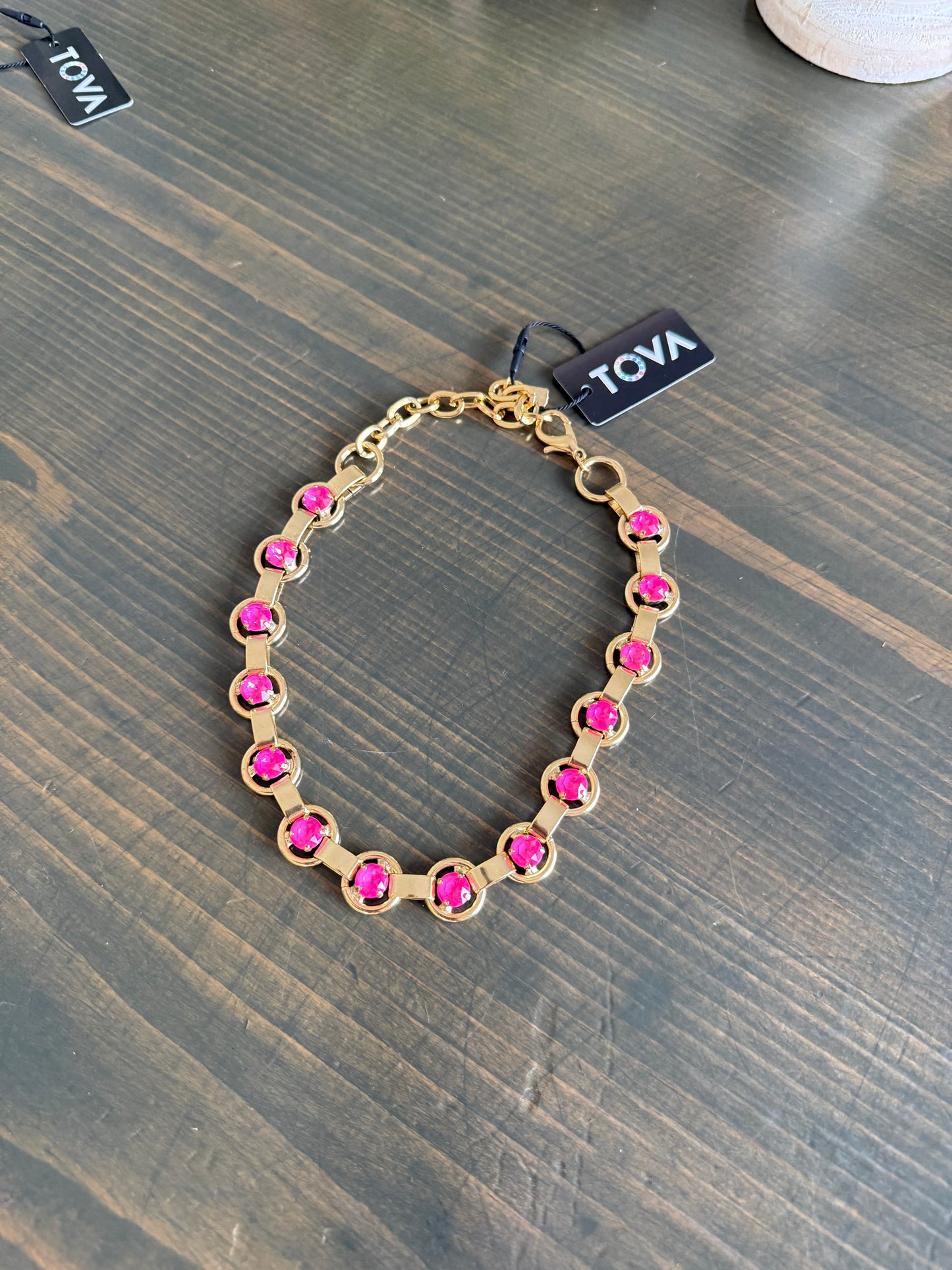 Tova Link Necklace Electric Pink