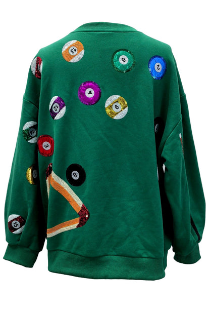 Queen of Sparkles Green Pool Table Sweatshirt