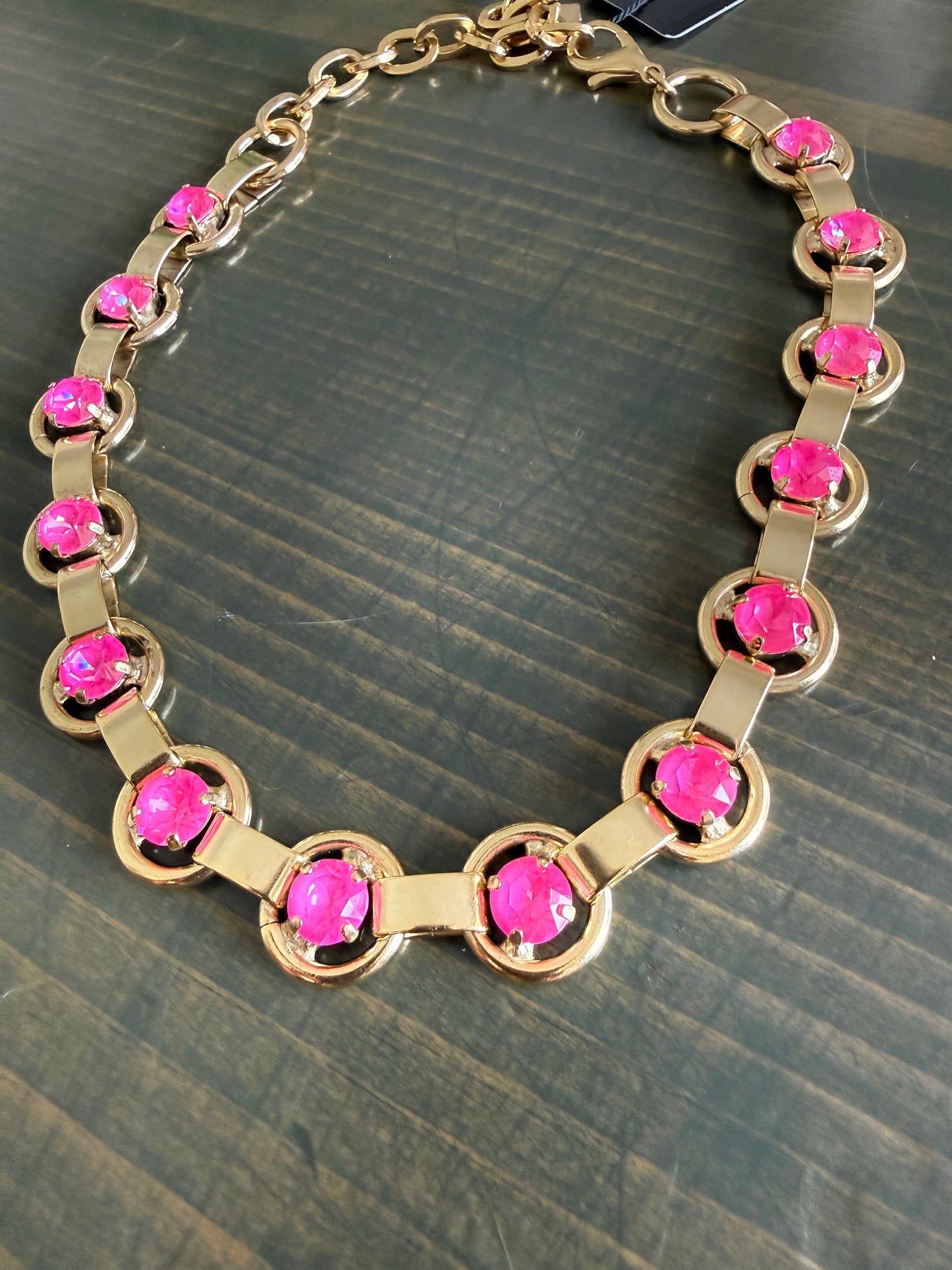 Tova Link Necklace Electric Pink