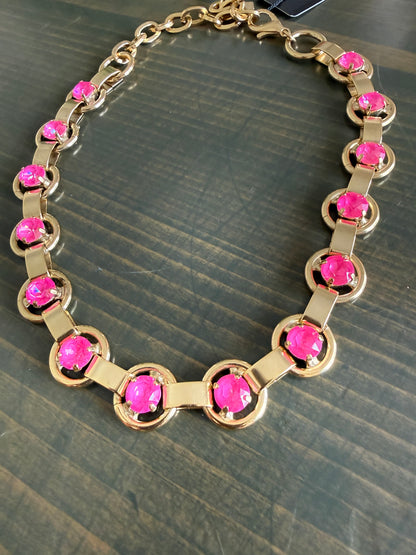 Tova Link Necklace Electric Pink