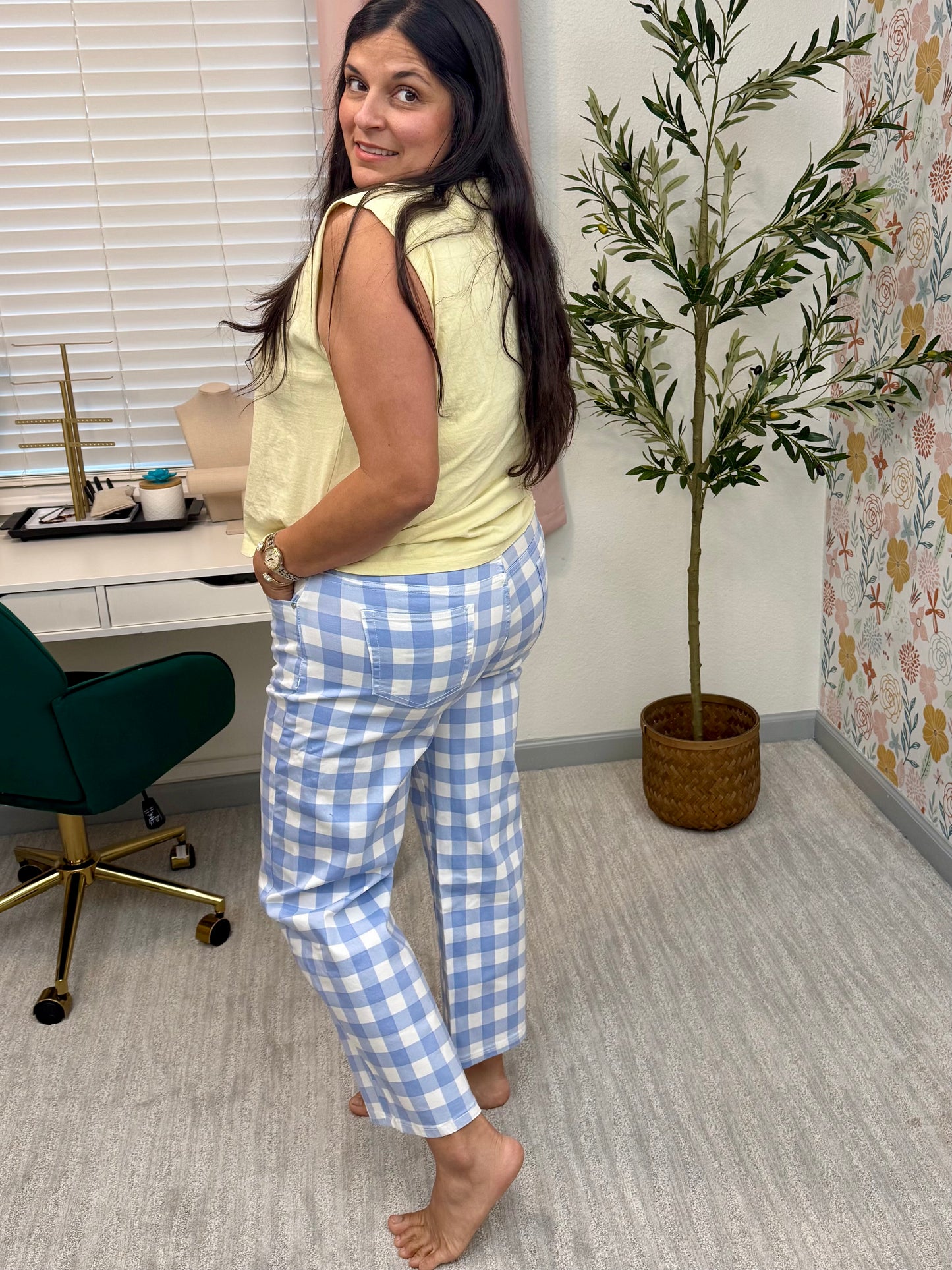 Blue Gingham Pants