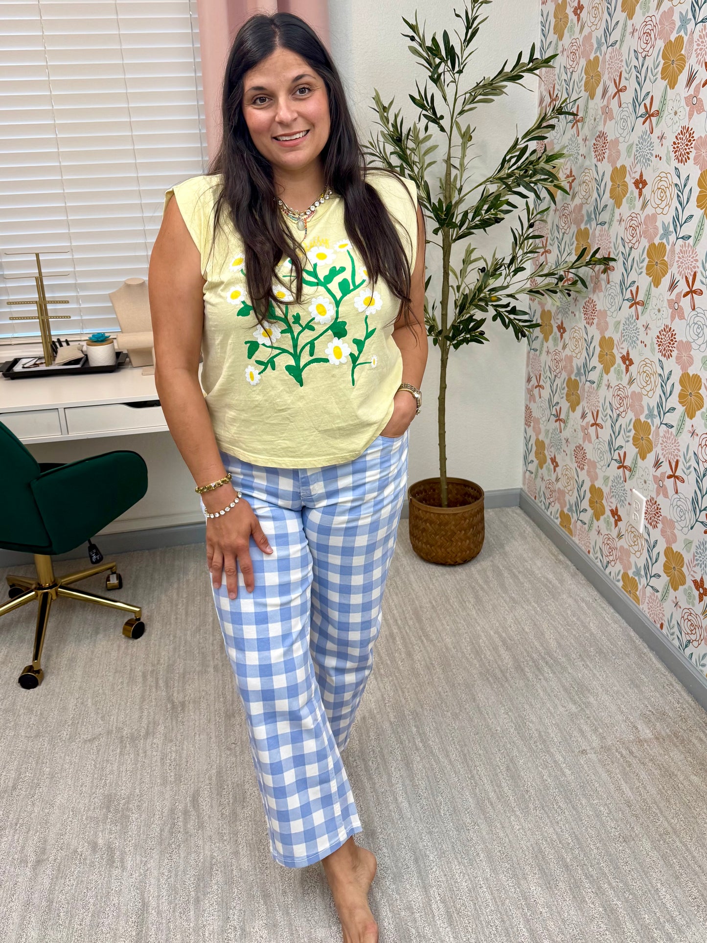 Blue Gingham Pants