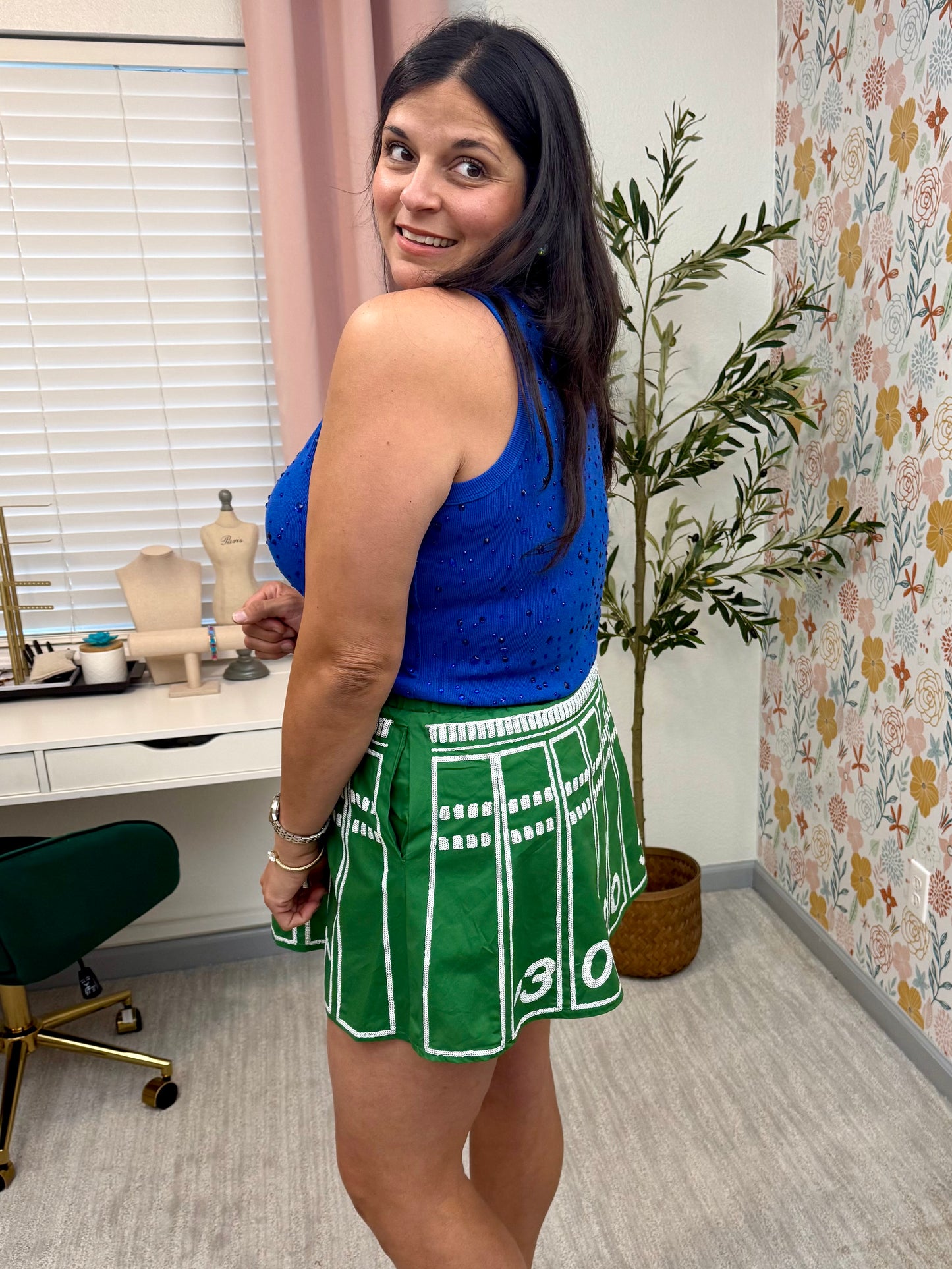 Queen of Sparkles Football Field Skort