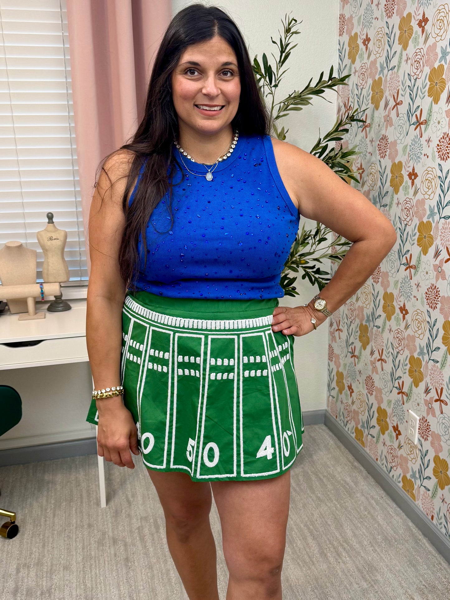 Queen of Sparkles Football Field Skort