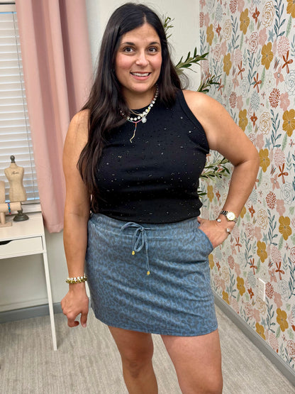Queen of Sparkles Black Tonal Rhinestone Tank