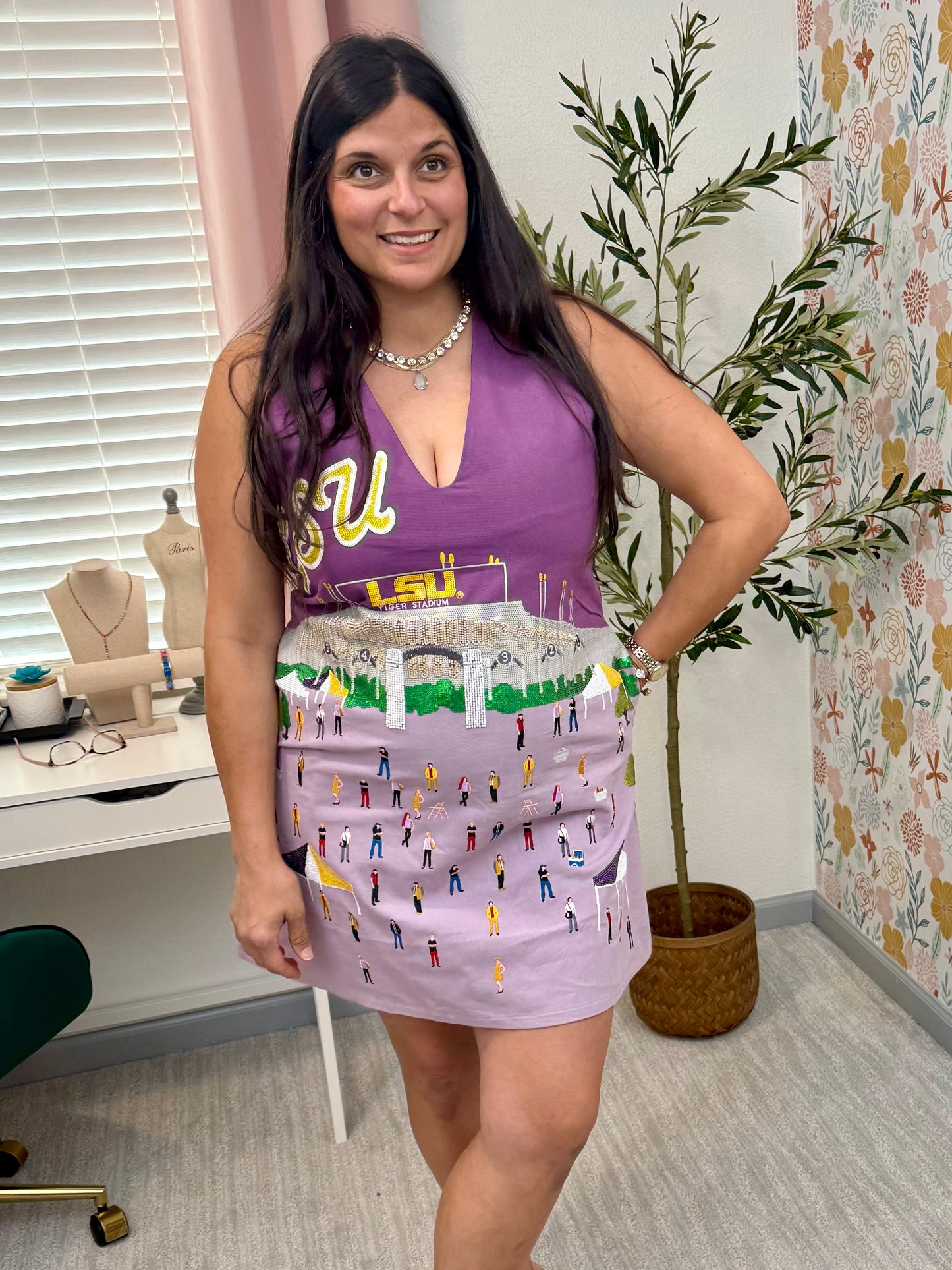 Queen of Sparkles Licensed LSU Stadium Tailgate Party Tank Dress