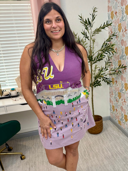 Queen of Sparkles Licensed LSU Stadium Tailgate Party Tank Dress