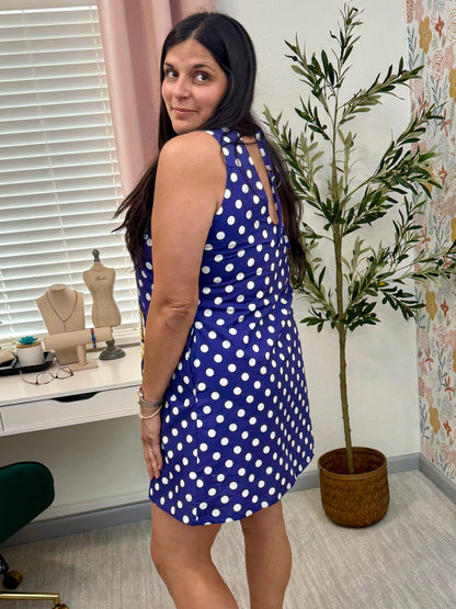 Queen of Sparkles Licensed LSU Football & Helmet Icon Polka Dot Tank Dress