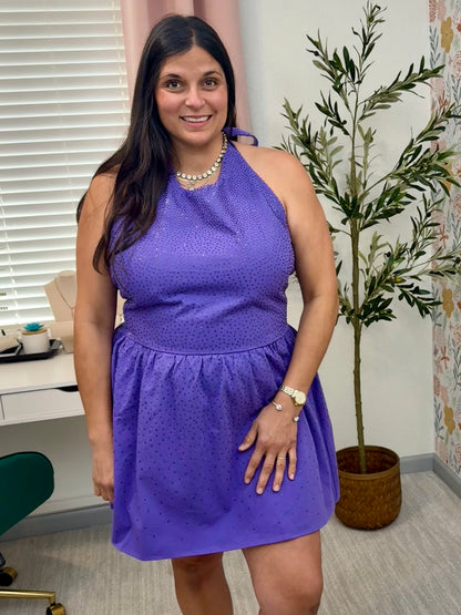 Queen of Sparkles Purple Rhinestone Tank Dress