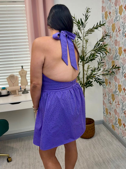 Queen of Sparkles Purple Rhinestone Tank Dress