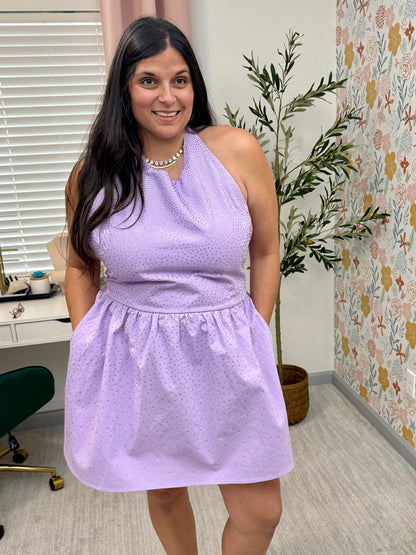 Queen of Sparkles Lavender Rhinestone Tank Dress