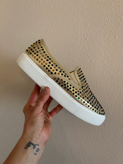 Purple Green & Gold Rhinestone Sneakers