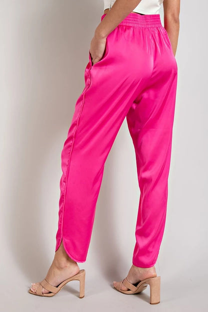 Hot Pink Satin Joggers